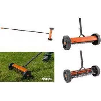 Scarificateur à gazon sur roues Bradas, orange/anthracite, cadre métallique, poignée PVC, dents en acier, largeur de travail 32 cm, 1 pièce (KT-V2045)
