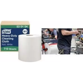 TORK W1 Premium Multipurpose Cleaning Cloth Roll, 1-Ply, White, 270 m, Extra Strong, Non-Woven, 710 Sheets, 1 Roll (530104)