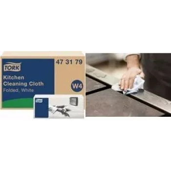 Tork Premium W4 Dry Cleaning Cloths, 1-ply, White, 300 Sheets 473179