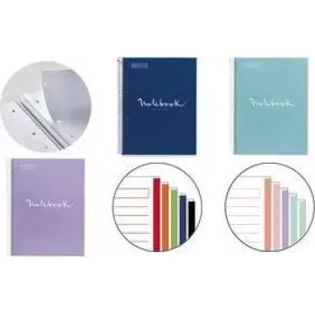Bloc-notes MIQUELRIUS College Block EMOTIONS, DIN A4, marine, quadrillé, 120 feuilles, 90 g/m², reliure à spirale, perforé, 4 trous MR46063