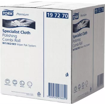 Tork Premium Polishing Wiping Roll, 1-Ply, White, 171 m, Non-Woven, for W1/W2/W3 Dispensers, 1 Roll (197270)