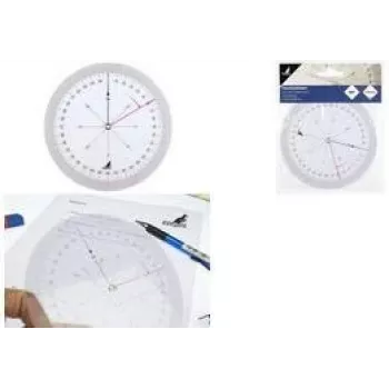 Règle de course KANGARO K-4120100, 126 mm, transparente, graduation 360°, 2 disques rotatifs