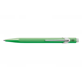 Stylo bille Caran d'Ache 849 PopLine Fluo - corps vert fluo, encre bleue medium 849.230