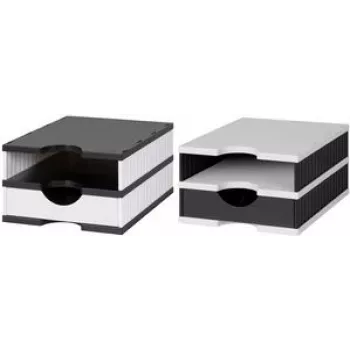 Corbeille de bureau Styro 268-0102.0905S polystyrène noir / blanc