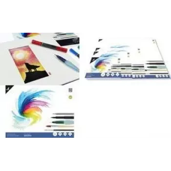 Bloc de papier aquarelle KANGARO K-5301, 170 x 240 mm, 16 feuilles, 300 g/m², crème, collé sur 3 côtés