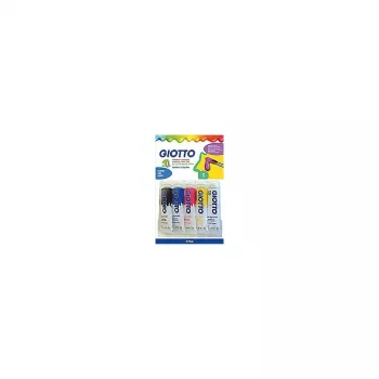Boîte de gouache GIOTTO extra-fine, 5 x 10 ml tubes aluminium, couleurs assorties (blanc, jaune primaire, rouge primaire, bleu primaire, noir) F65440000