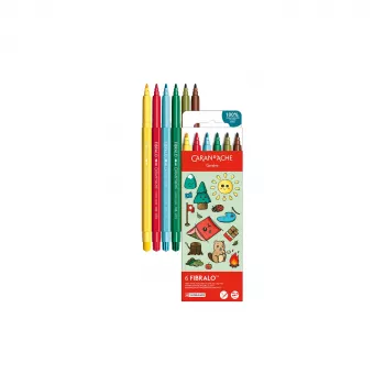 Feutres à pointe fibre Caran d'Ache Fibralo Kawaii Swiss, ensemble de 6, encre à base d'eau 185.804
