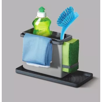 Organisateur d'évier Metaltex Tidytex, plastique, gris, 2 supports extensibles pour éponges et torchons 297530109