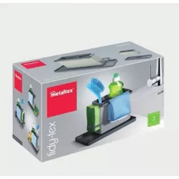 Organisateur d'évier Metaltex Tidytex, plastique, gris, 2 supports extensibles pour éponges et torchons 297530109