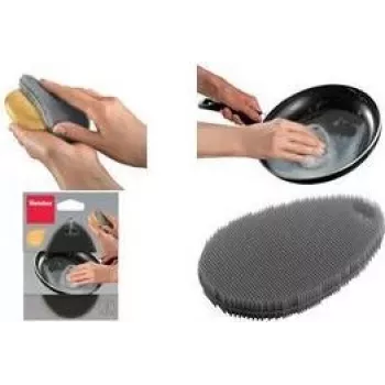 Éponge de nettoyage en silicone Metaltex, ovale, gris, flexible, 1 pièce 297615000