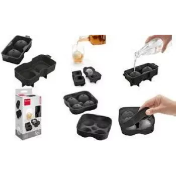 Moule à boules de glace en silicone Metaltex pour 4 sphères, diamètre 45 mm, noir 253536001