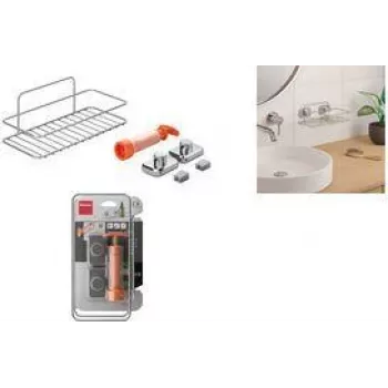 Étagère murale Metaltex Reflex Luxy Vacuum-Fix argent 1 niveau 403329000