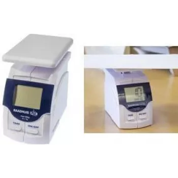 Pèse-lettres numérique RAADHUIS RD-351143 500 g, précision 1 g, plastique blanc/bleu, tare, marche/arrêt, alimentation par piles