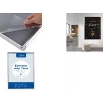 Cadre d'affichage EUROPEL Economy DIN B1, 25 mm, aluminium anodisé argent, cadre à clapet 355098