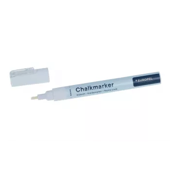 Marqueur craie EUROPEL 3 mm, blanc, pointe ronde ou biseautée, blister (1 pièce) 356508