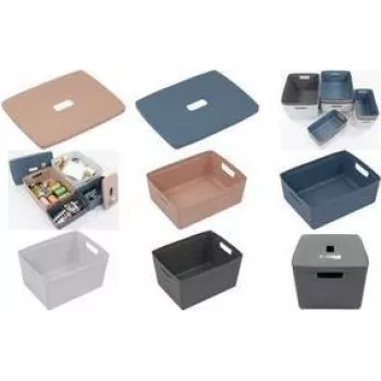 Boîte de rangement KANGARO K-670142, 28 litres, anthracite, polypropylène, design moderne avec prises en creux
