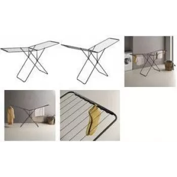 Étendoir à linge à ailes Metaltex Horizon ONYX, 20 m de surface de séchage, acier noir revêtu époxy, pliable, doubles grilles réglables 407940000