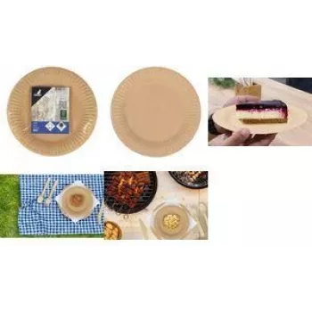Assiette ronde en carton KANGARO K-157401, 190 mm, marron, 1 pièce