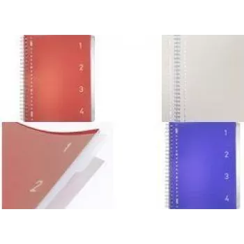 Bloc-notes KANGARO 4 en 1, DIN A4, 100 feuilles, ligné, couverture PP bleue, avec 4 intercalaires repositionnables K-58381