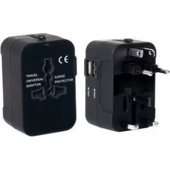 Adaptateur de voyage universel PAVO avec fonction de charge USB (US/AU/EU/UK), noir 8025329
