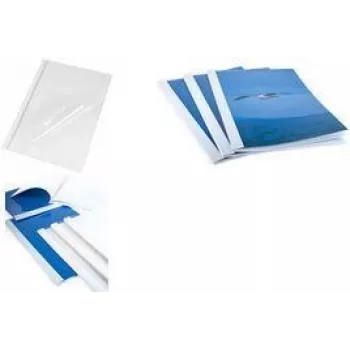 Chemise de reliure thermique PAVO A4, 4 mm, dos blanc brillant, couverture avant transparente, 1 pièce 8003365
