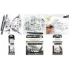 Ensemble de 8 fineliners permanents PentelArts Pointliner, noir, 0,03 mm à 0,8 mm + pinceau YS20P-8