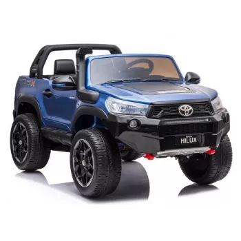 LEAN CARS Toyota Hilux DK-HL850 voiture électrique pour enfants, bleu laqué, 4x4, 2 places, télécommande, éclairages LED, MP3, Bluetooth