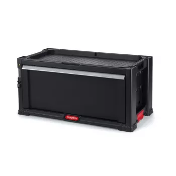 Caisse à outils KETER DIY avec 1 tiroir, 56,2x28,9x26,2 cm, acier, noire avec accents rouges