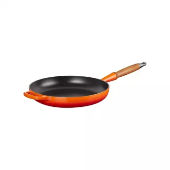 Poêle à frire en fonte avec manche en bois Le Creuset 28 cm Volcanic Orange