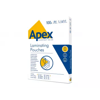 Fellowes Apex A4 pochettes de plastification usage léger, brillantes, 80 microns, pack de 100