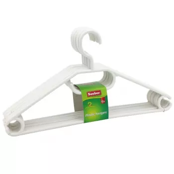 SAUBER cintres en plastique pack de 10 blanc/noir/gris – cintres fins gain de place avec crochets pivotants à 360° et encoches d'épaule