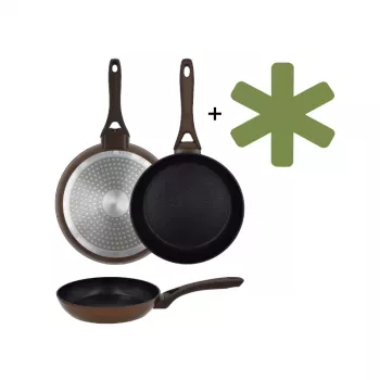 NEWILL Natura poêle à frire induction 24 cm avec bord de protection, marron