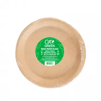 GOGREEN Kraft Paper Plates Go Green Ø22cm 20 pcs