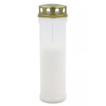 Bougie de cimetière CANDELA avec couvercle, durée de combustion ~98 h, blanche