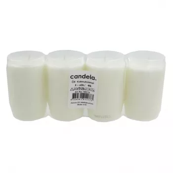 Bougies de cimetière à huile CANDELA lot de 4, durée de combustion ~60 h, blanches
