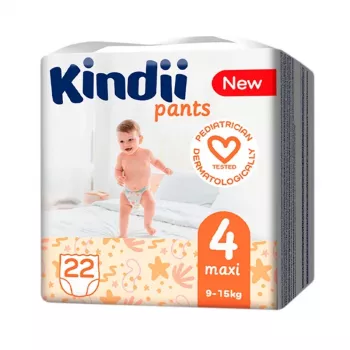 Couches jetables Kindii Maxi taille 4 (9-15 kg) 22 pièces
