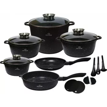 Ensemble de 17 ustensiles de cuisine Zilner Marble noir ZL-8636