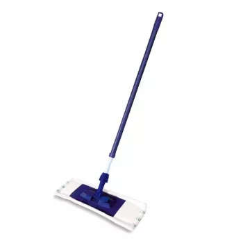 Brosse balai plat YORK Smart 45x15 cm avec manche télescopique 74-130 cm, microfibre, gris/bleu