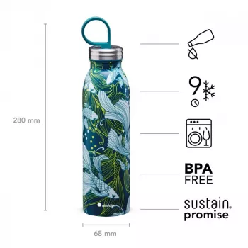 Bouteille thermos en acier inoxydable Aladdin X Naito Chilled Thermavac 0,55 L Goldfish Green