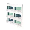 Porte-cartes de visite mural DEFLECTO 70601, 6 compartiments, polystyrène, transparent, capacité 300 cartes