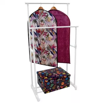 Étendoir à linge vertical ORDINETT Deluxe Double blanc 88 x 43 x 98-175 cm