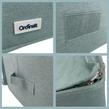 Boîte de rangement carrée ORDINETT avec fermeture éclair 30x30x21 cm menthe