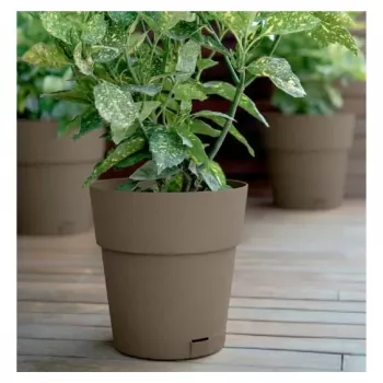 Pot de fleurs STEFANPLAST Ethica avec soucoupe, 25x25 cm, marron, 8,5 L, plastique recyclé