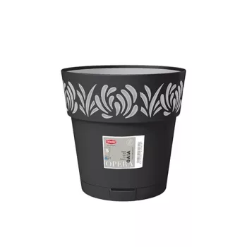 Pot de fleurs STEFANPLAST Gaia avec soucoupe Ø25x25 cm noir