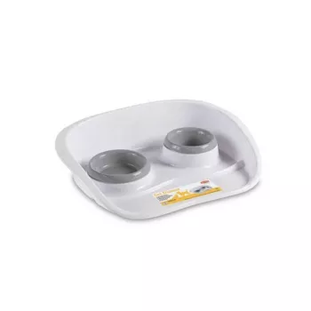 Ensemble de gamelles pour animaux STEFANPLAST Dinner, 2 gamelles (0,25 L + 0,35 L), gris, 46 x 35 x 11 cm