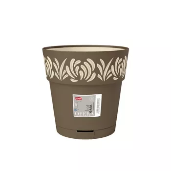 Pot de fleurs rond STEFANPLAST Gaia avec soucoupe, marron, Ø25 x 25 cm