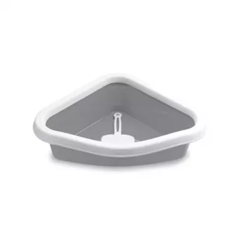 Litière d'angle pour chat STEFANPLAST Sprint 56x40x14 cm blanc/gris
