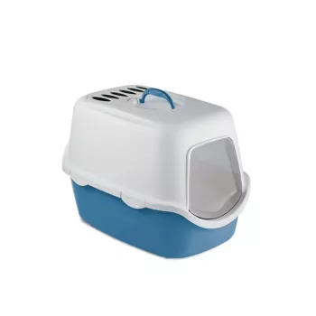 Litière fermée pour chat avec filtre STEFANPLAST Cathy 56x40x40 cm blanc/bleu