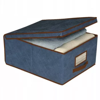 Boîte de rangement pliable en tissu ORDINETT 50 x 40 x 25 cm bleue