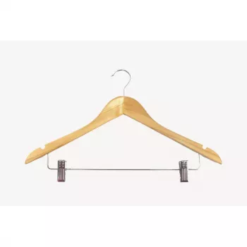 Cintres en bois avec pinces ORDINETT, lot de 2, 44,5 cm, hêtre naturel